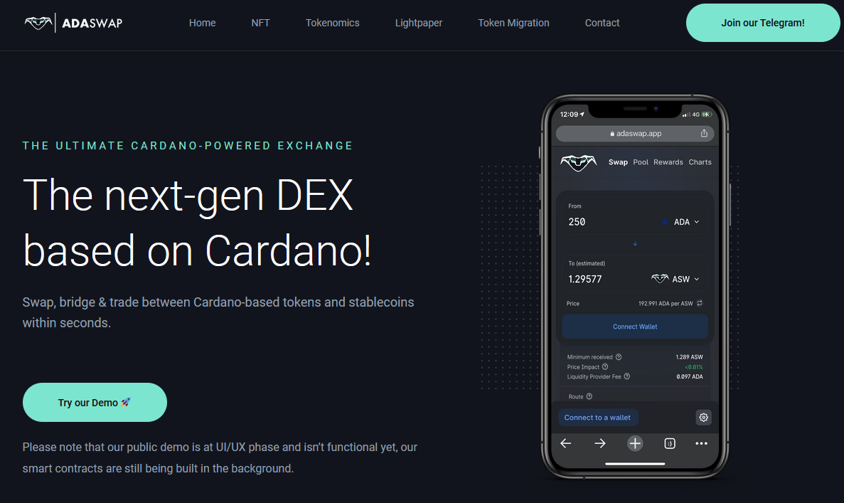 AdaSwap Launches Gamified Decentralized Exchange (DEX) On Cardano, Hints at Token Sale