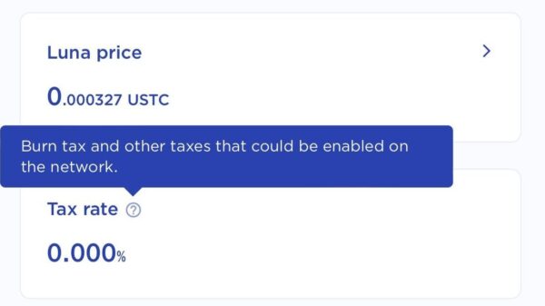 Terra Station Updates Interface To Include Terra Classic (LUNC) Tax Rate Feature