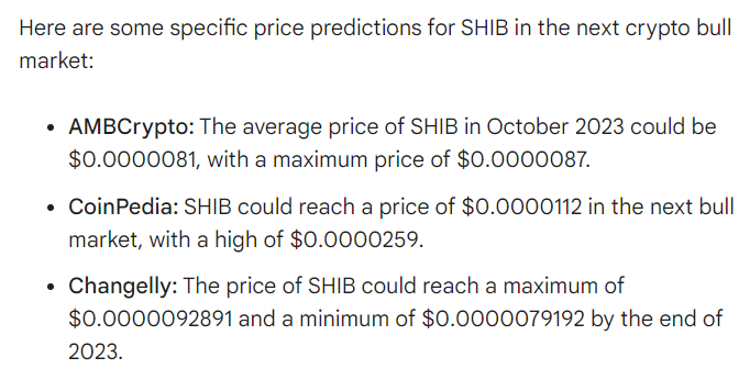 Google Bard Shares Insights on Shiba Inu (SHIB) Price in the Next Crypto Bull Market