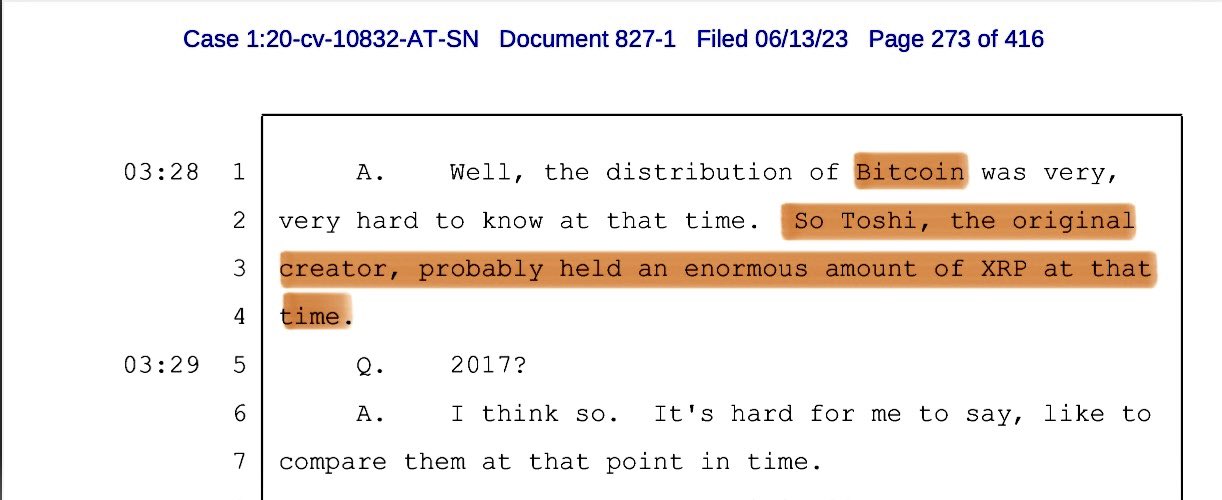 Ripple CTO Unearthed Deposition Unveil Satoshi's Enormous XRP Holdings