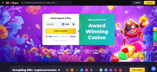 BitStarz award-winning Bitcoin casino homepage with 5000 slots and instant withdrawals