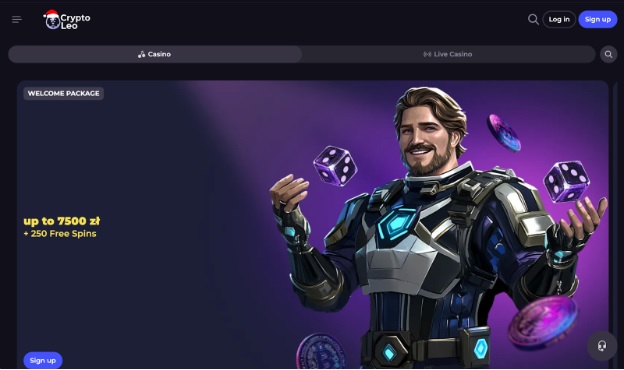 CryptoLeo anonymous casino featuring cryptocurrency payments and game selection.
