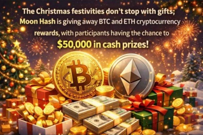 Christmas festivities go beyond gifts; Moon Hash is giving away BTC and ETH cryptocurrency rewards!