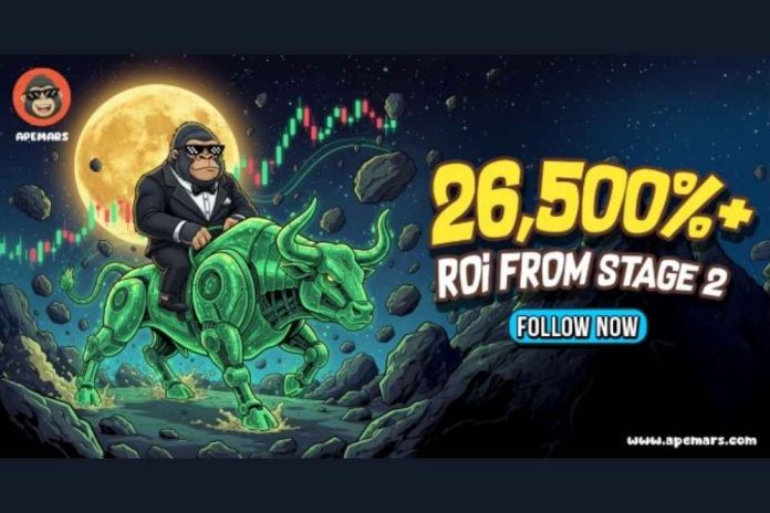 1 Billion Tokens Gone Already? APEMARS Top Meme Coin Presale Stage 2 Live With 26,500% ROI, Beat BONK & Fartcoin to the Moon