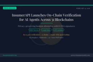 The Insumer Model™ ऑन-चेन वेरिफिकेशन API और कस्टम GPT लॉन्च करता है — AI एजेंट्स को 31 ब्लॉकचेन्स में टोकन स्वामित्व को वास्तविक दुनिया के कॉमर्स से जोड़ने में सक्षम बनाना