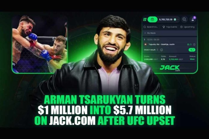 Arman Tsarukyan Turns $1 Million Into $5.7 Million on Jack.com After One of the Biggest UFC Upsets of the Year
